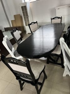 masa cu 6 scaune din lemn masiv fag aburit culoare wenge (negru)